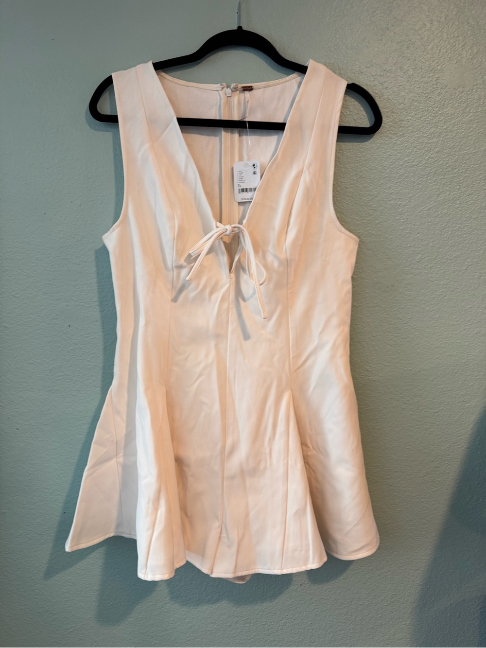 NWT Free People Jace Ivory Tie-Front Short Romper Dress XS-S (see measurements)